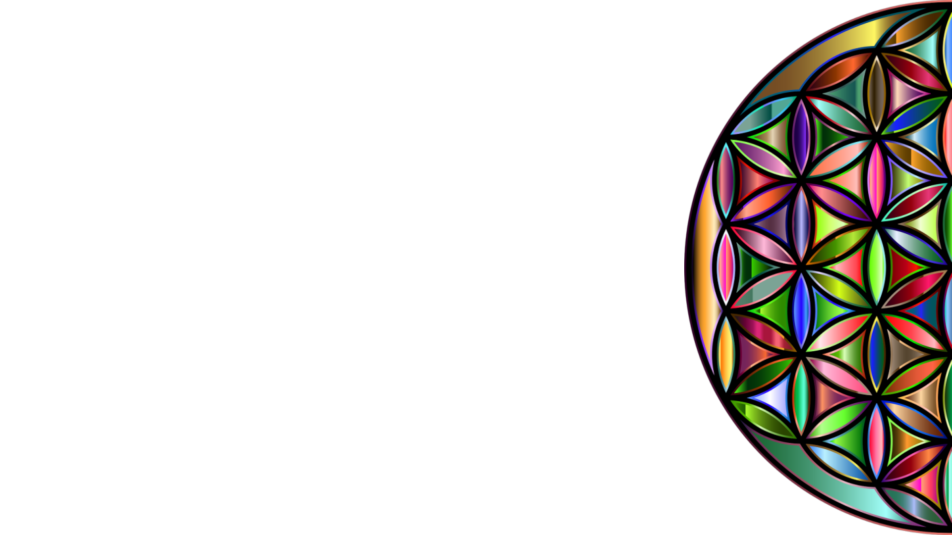 Half-circle seed of life design with stained-glass coloring